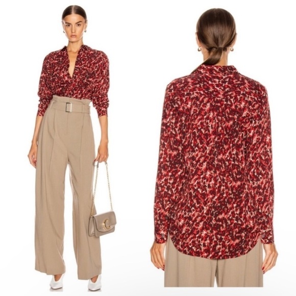 Equipment Slim Signature Blouse Merlot Multi size Small button‎ down shirt red - Picture 1 of 16